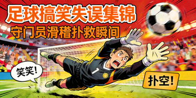 足球搞笑失误集锦封面，守门员滑稽扑救
